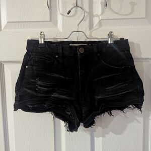 Chelsea And Violet Black Distressed Denim Shorts